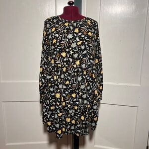 Universal Thread Black and Yellow Floral Long Sleeve Dress